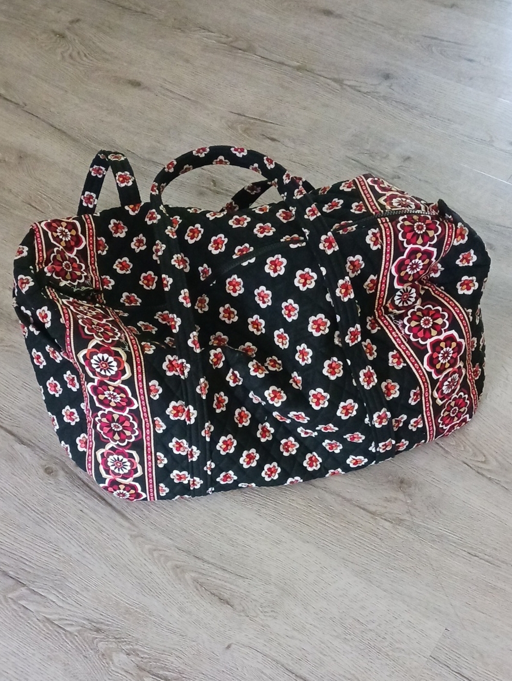Vera Bradley Retired Black Pirouette Quilted Large Duffle